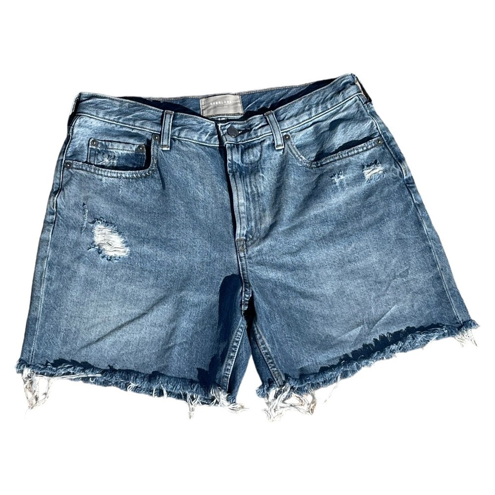 Everlane The Denim Shorts Distressed Frayed Hem Mid-Rise | Size 29